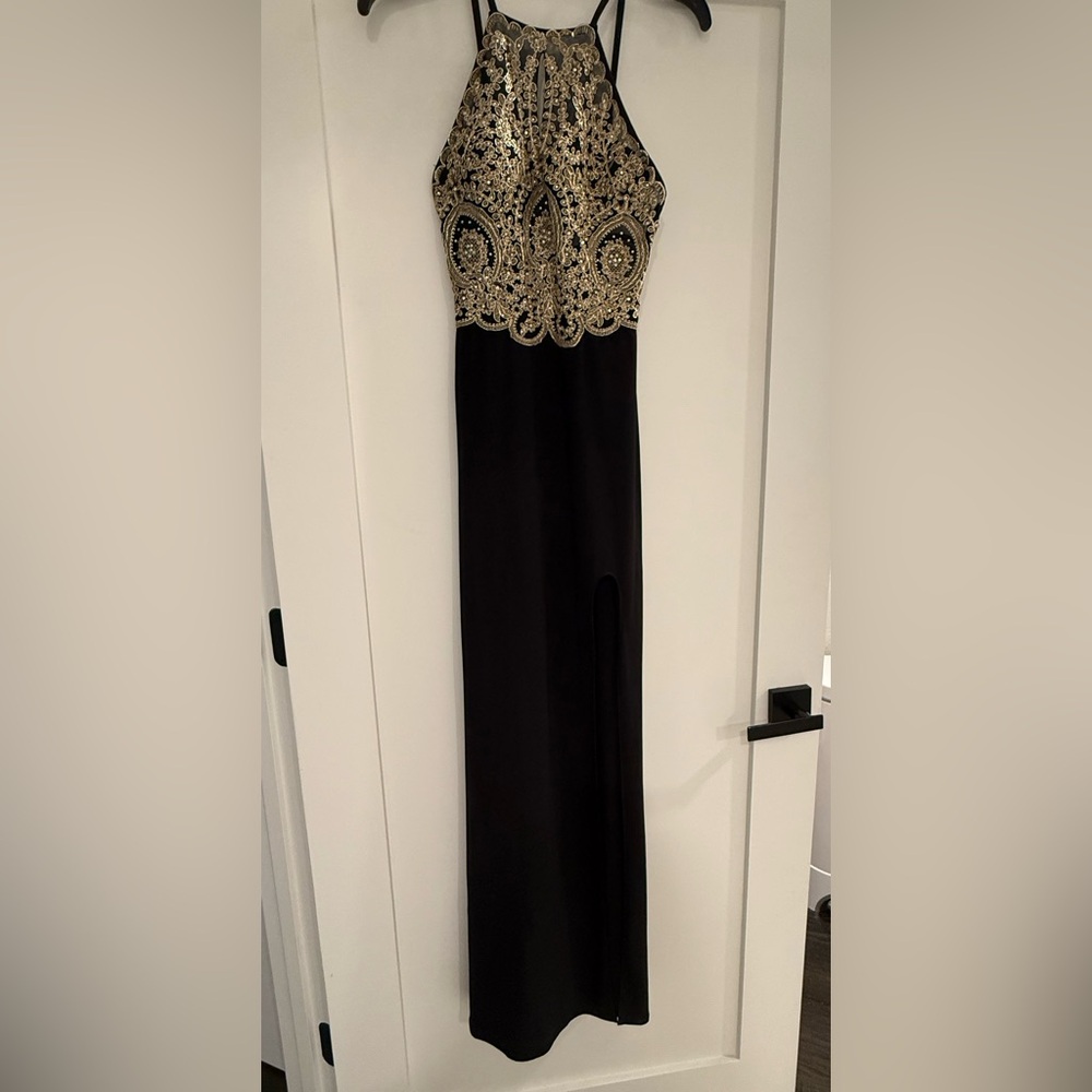 Elegant Black and Gold Gown
